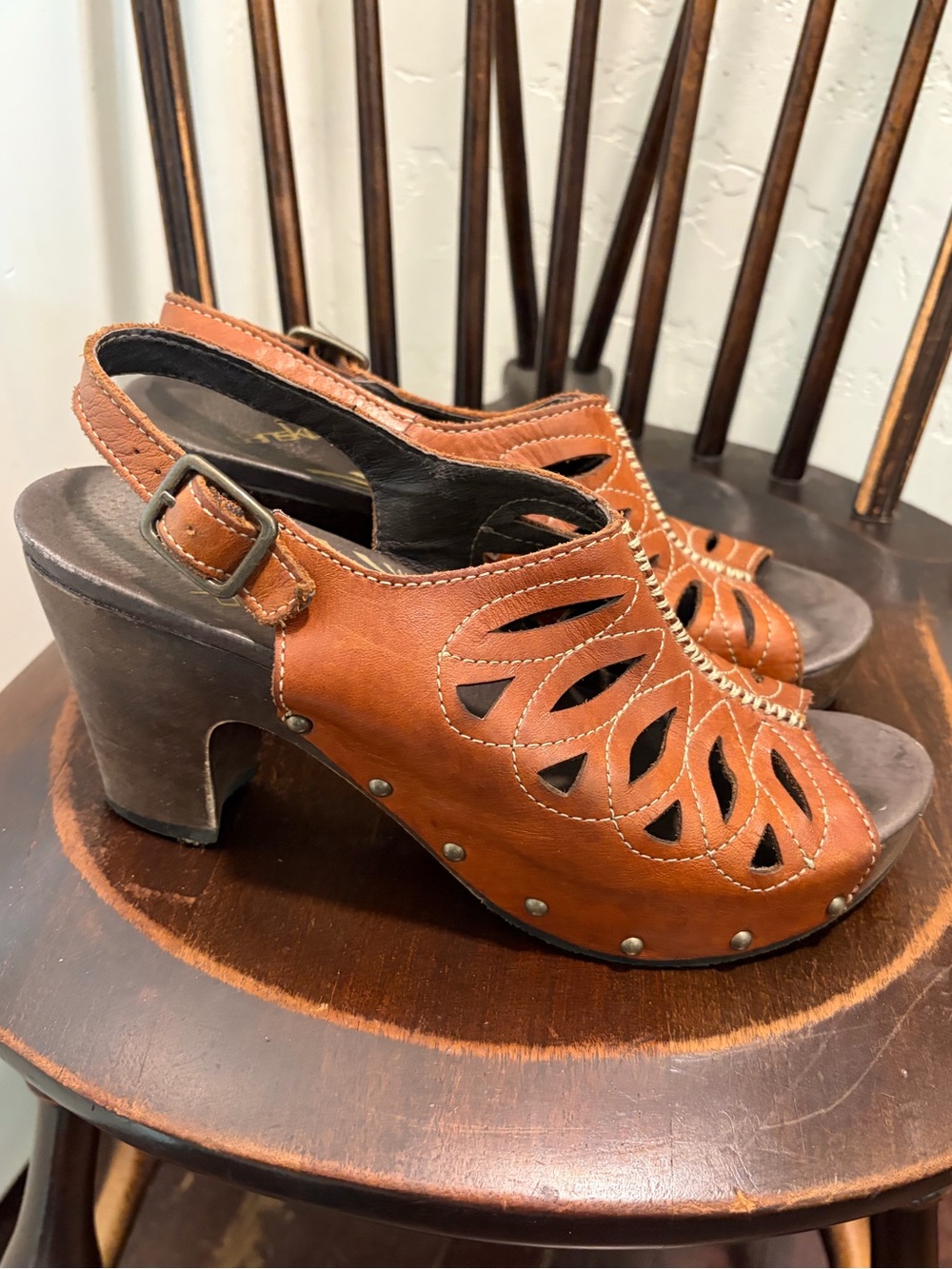 Dansko Rowena Brown Heeled Slingback Peep-Toe Sandals Women's Size 39 EU  9 US